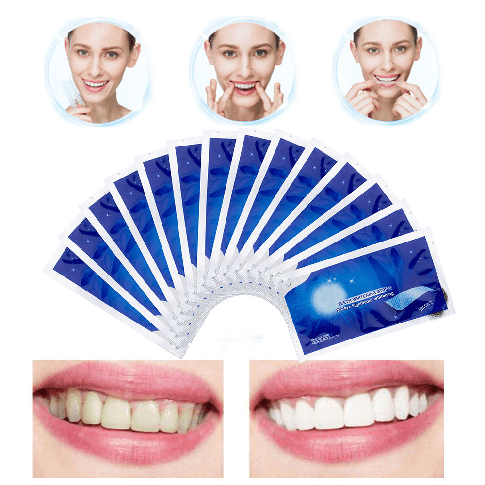 14Pcs/7Pair 3D Gel Teeth Whitening Strips White Tooth Dental Kit Oral Hygiene Care Strip for False Teeth Veneers Dentist Seks - Trendha