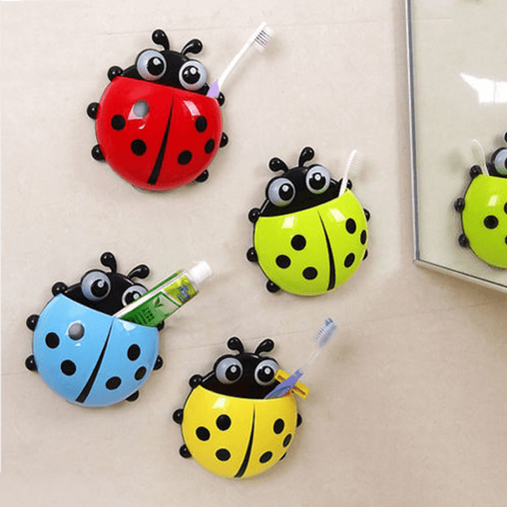 Cute Pocket Ladybug Wall Suction Cup Pocket Toothbrush Holder Bathroom Hanger Stuff Home Decoration - Trendha