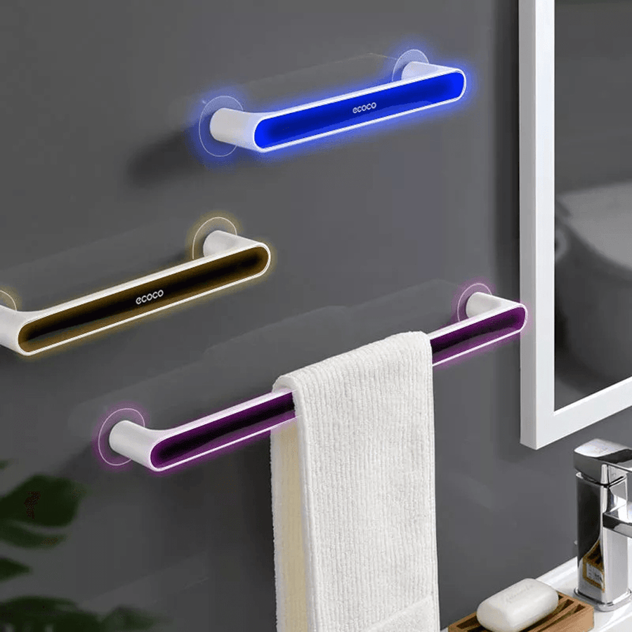 Ecoco Moistureproof Self-Adhesive Towel Holder Rack Wall Mounted Towel Hanger Slipper Rack Kitchen Shelf - Trendha