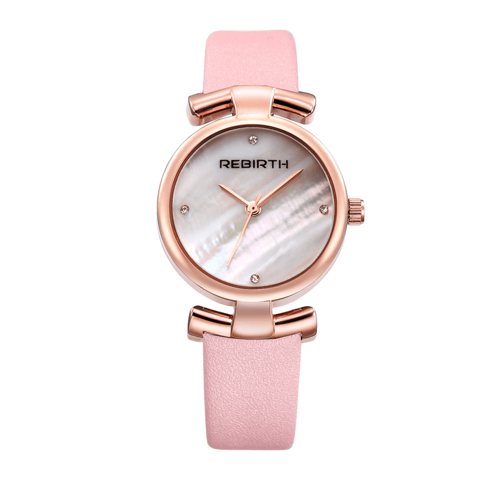 REBIRTH RE049 Simple Design Clock Women Wrist Watch Leather Strap Quartz Watches - Trendha