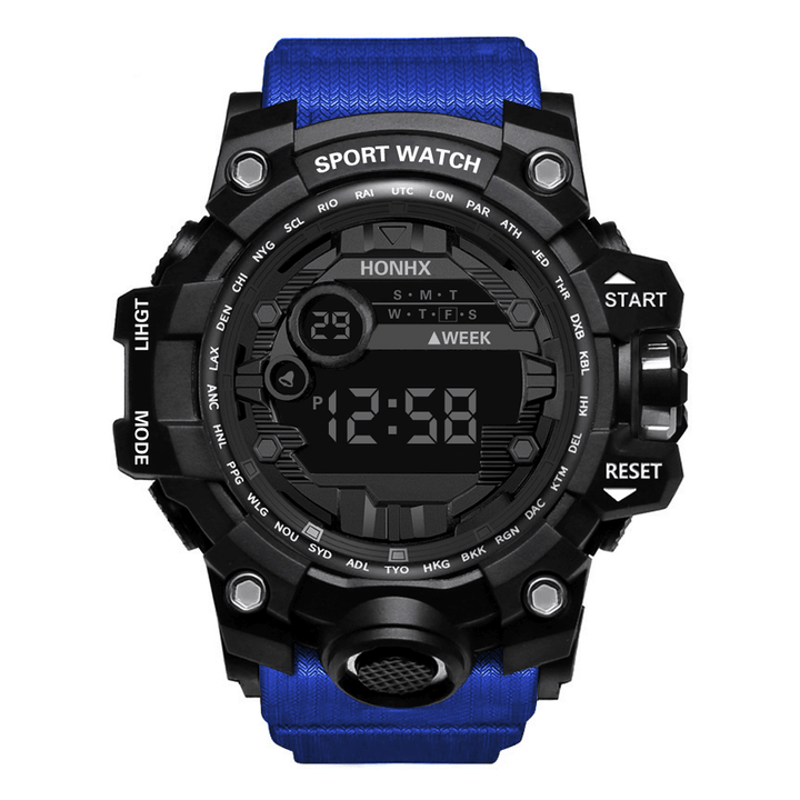 HONHX 55-66F Men Luminous Display Alarm Clock Stopwatch Sport Digital Watch - Trendha