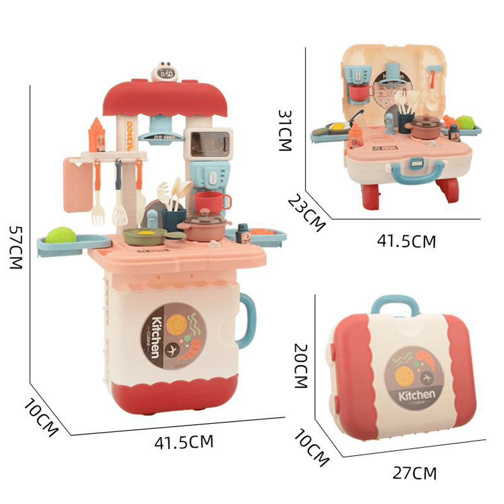 3 in 1 Colorful Multifunctional Portable Backpack Handbag Simulation Kitchen Play House Puzzle Educational Toy Set for Children'S Gift - Trendha