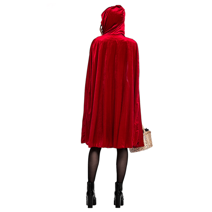 Halloween Female Little Red Riding Hood Suit Womens Solid Color Cosplay Party Dress Costumes Toy - Trendha