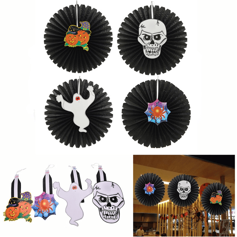 Halloween Paper Fan Wall Hanging Decoration Party Home Decor Gifts Ghost Pumpkin - Trendha