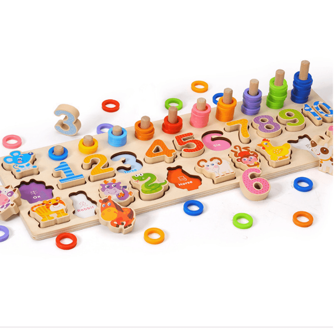 3 in 1 Wooden Numbers＆Fruit Jigsaw Puzzle Math Learning Educational Set Toys - Trendha