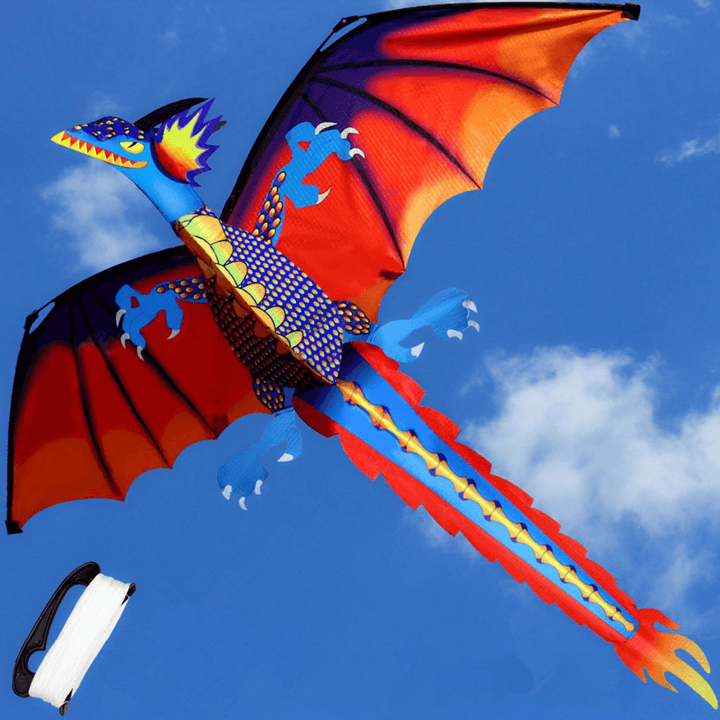 55 Inches Cute Classical Dragon Kite 140Cm X 120Cm Single Line Kite with Tail - Trendha