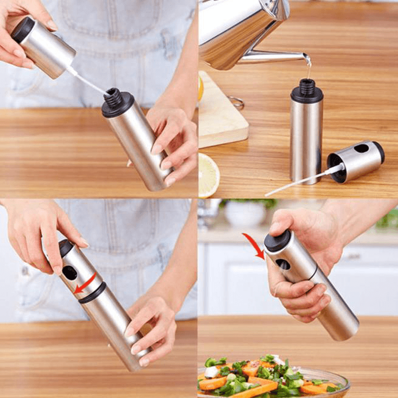 Stainless Steel Oiler Oil Spray Refillable Bottles Fuel Injector Sprayer Pot Gravy Boats Kitchen Tools - Trendha