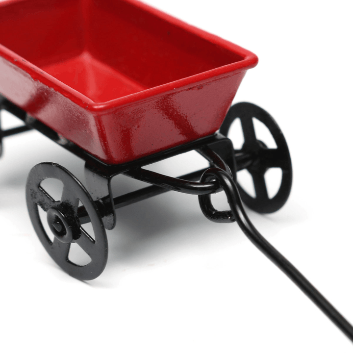 Dollhouse Metal Miniature Toy Red Small Pulling Cart Garden Furniture Accessories - Trendha