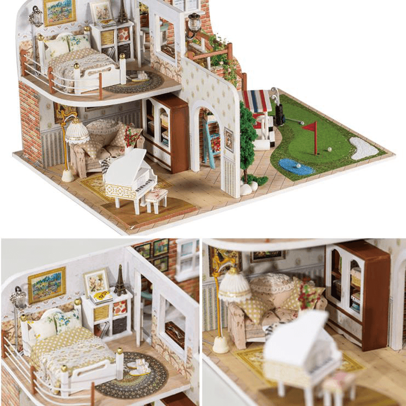 Hoomeda 1/24 DIY Wooden Golf Tour with Led+Furniture Dollhouse - Trendha