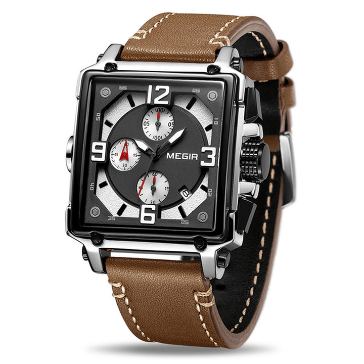 MEGIR 2061 Unique Style Men Wrist Watch Chronograph Date Luminous Number Quartz Watch - Trendha