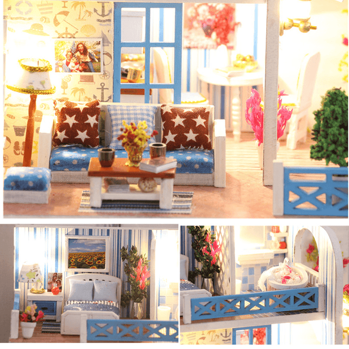Iiecreate K-019 Helen the Other Shore DIY Dollhouse with Furniture Light Music Cover Gift House Toy - Trendha