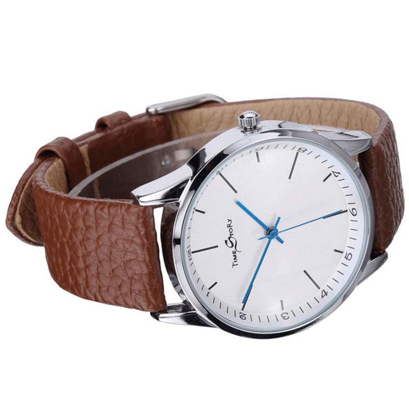 Story Time Retro Belt Cowhide Strap Ultra-Thin Men Watch Quartz Watch Reverse Backwards Watch - Trendha