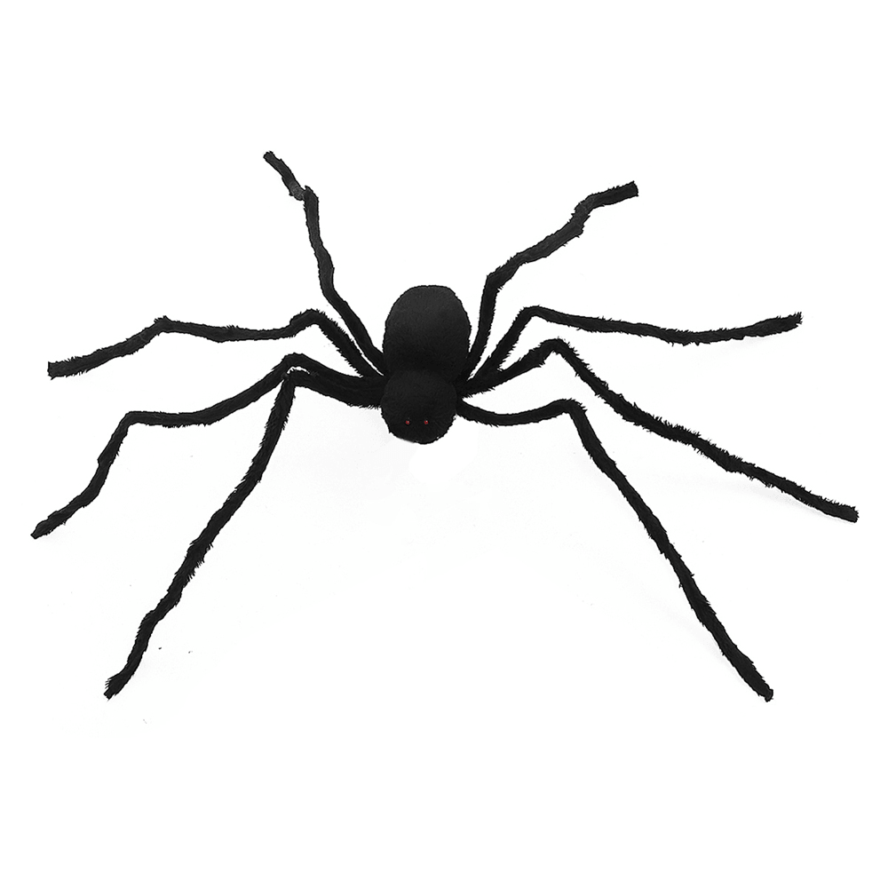 125Cm Black Spider Halloween Props Spider Web Plush Cotton Haunted House Decoration Toys with OPP Bag - Trendha