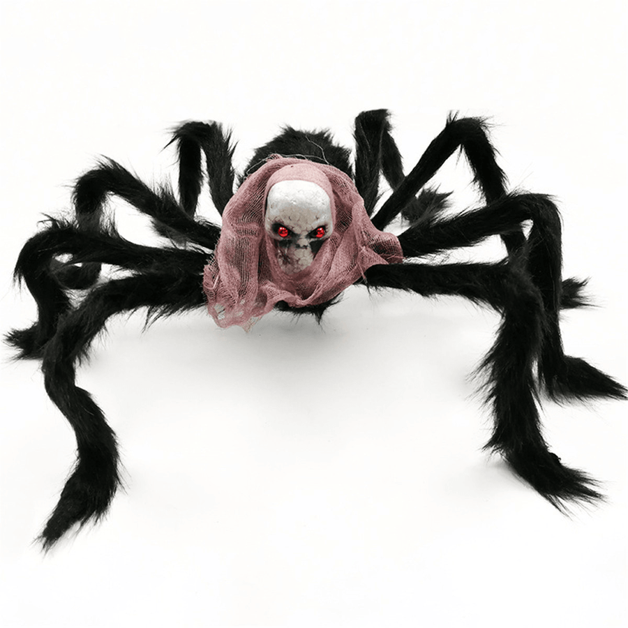 75*75Cm Simulation Skull Ghost Head Plush Spider Spider Leg Straighten Horror Toy - Trendha
