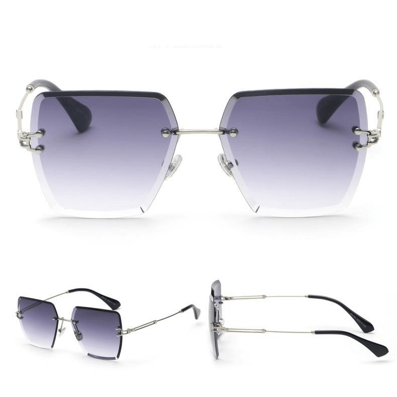 Square Rimless Cut Edge Sunglasses - Trendha