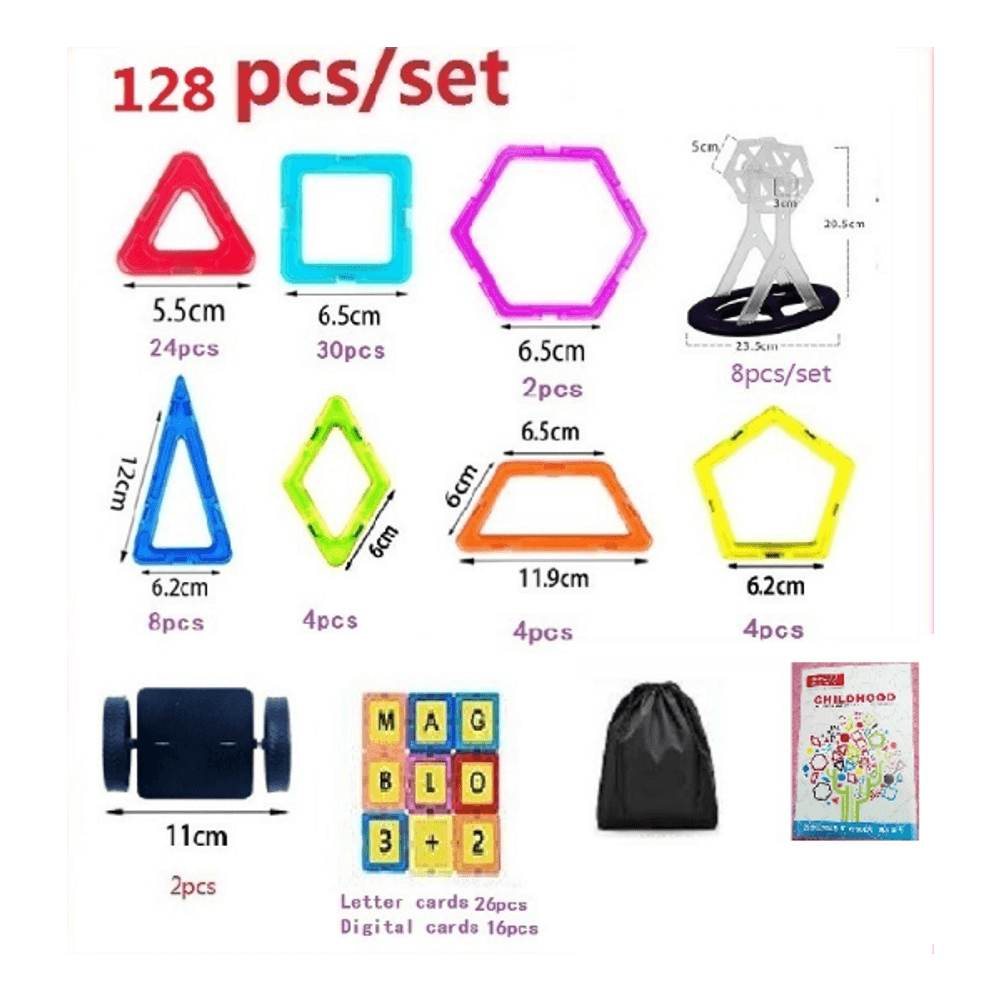110/120/128Pcs Magnetic Building Block Package Children'S Early Education Puzzle Variety Toys - Trendha