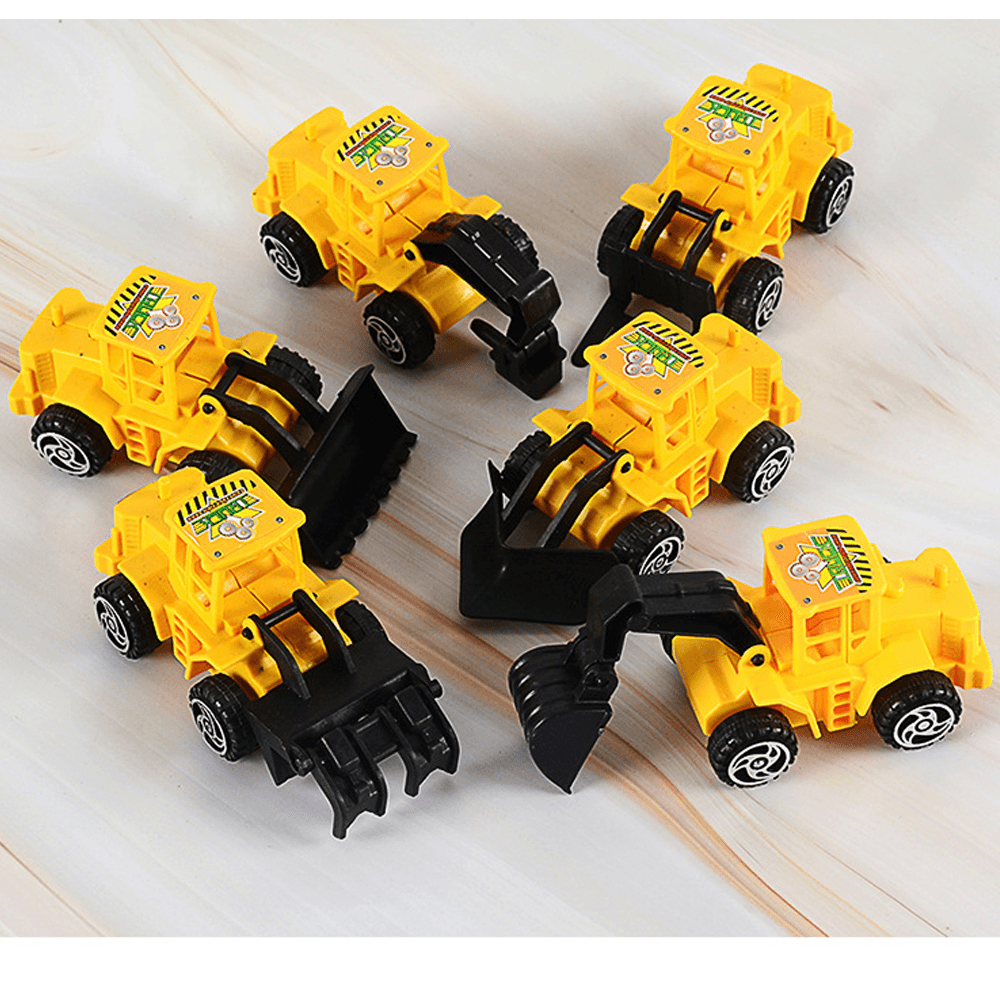 6 Pcs Mini Construction Vehicle Sliding Inertial Bulldozer Excavator Diecast Car Model Toy Set for Kids Birthday Gift - Trendha