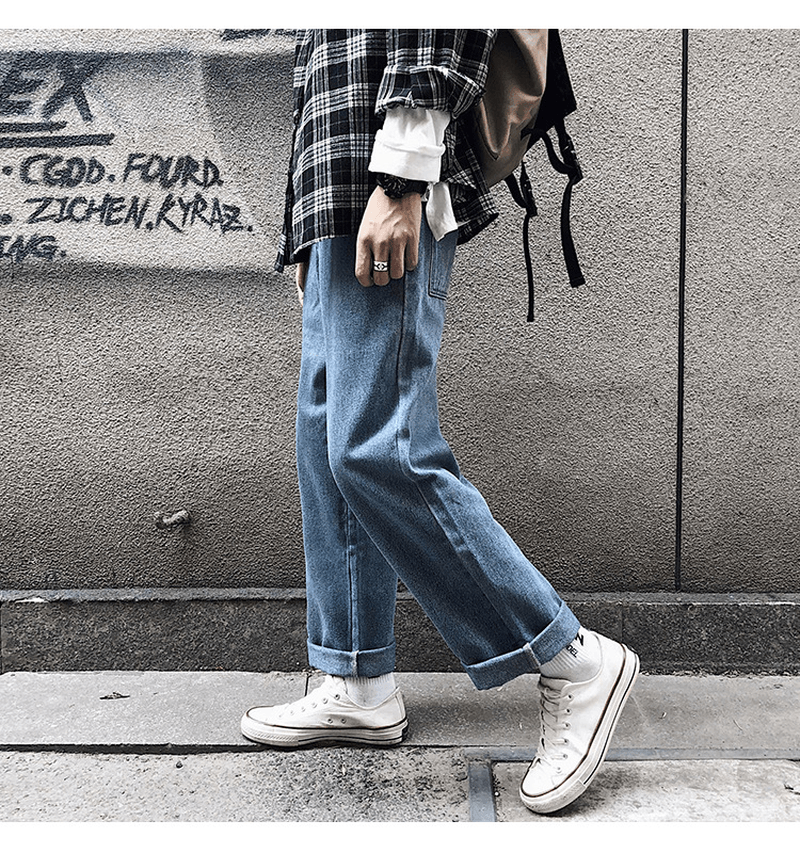 Hong Kong Style Wide-Leg Pants Jeans - Trendha