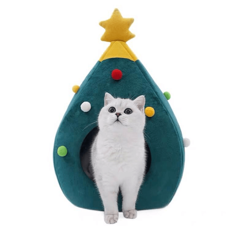 Christmas Tree Cat Litter Kennel Winter Warm Pet Nest Winter Cat House Pet Supplies Pet Bed - Trendha