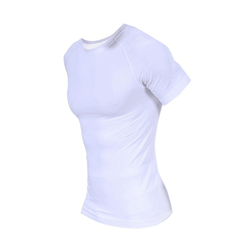 Men Compression Body Shaper Nylon Tight Sports Shirt Breathable Athletic Wear Short Sleeve - Trendha