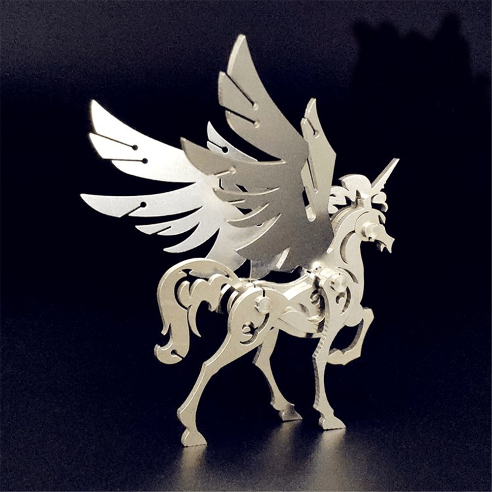 Steel Warcraft 3D Puzzle DIY Assembly Unicorn Toys DIY Stainless Steel Model Building Decor 6*4.4*6.2Cm - Trendha