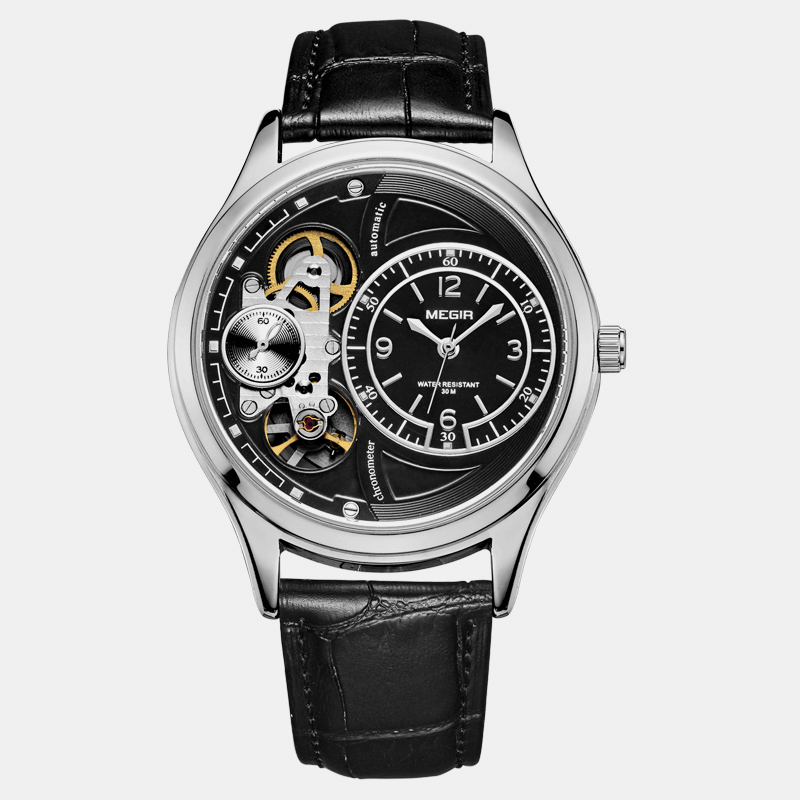 MEGIR 2017G Business Style Men Wrist Watch Hollow Dial Automatic Mechanical Watch - Trendha