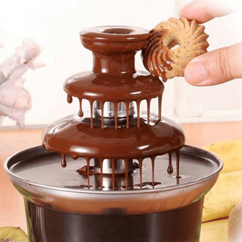 Mini Chocolate Fountain Three Layers Creative Chocolate Melt with Heating Fondue Machine Diy Melt Waterfall Pot - Trendha