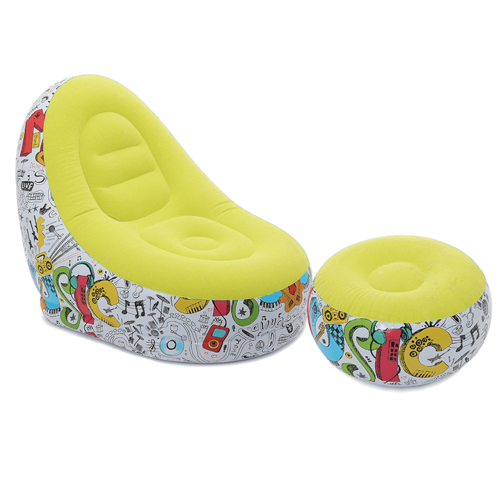 Inflatable Lazy Lounge Chair Ottoman Set Adult Kids Sofa Footrest Home Indoor - Trendha