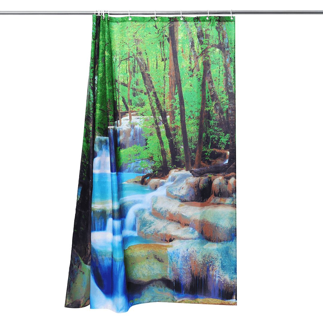 3D Waterfall Nature Scenery Bath Shower Curtain Water Resistant Bathroom Shield - Trendha