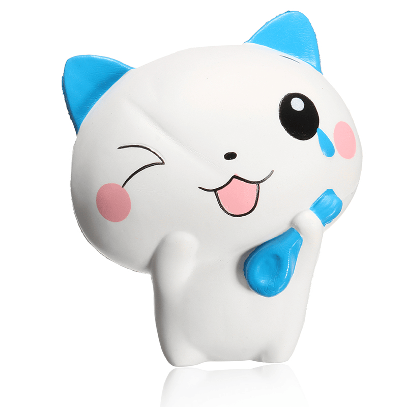 Woow Squishy Cat 13Cm Slow Rising Collection Gift Cute Decor Soft Toy Blue and Green - Trendha