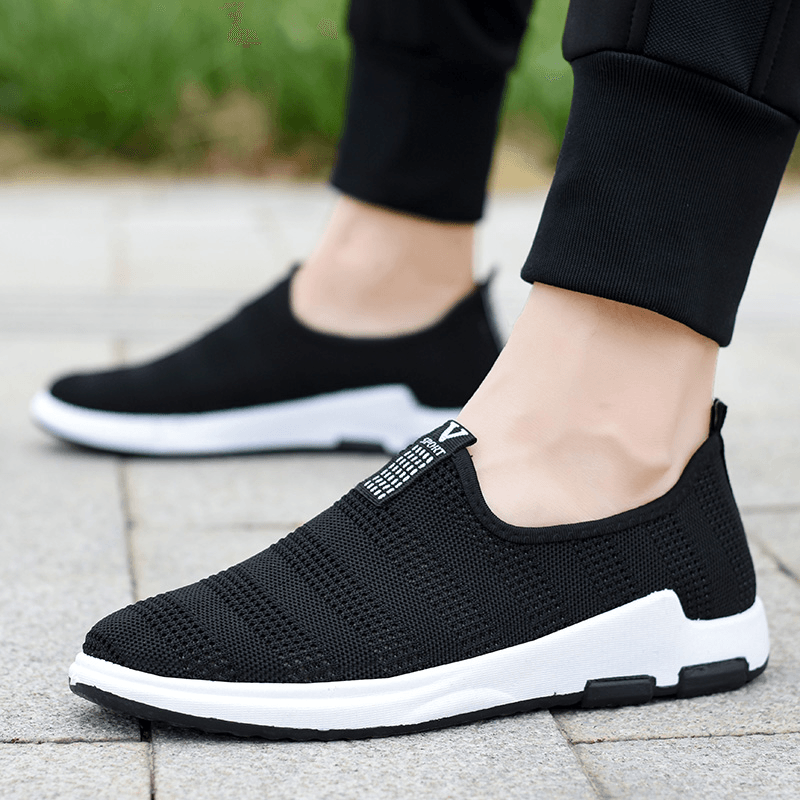 Men Hollow Out Breathable Fabric Soft Bottom Slip on Comfy Sports Casual Hiking Shoes - Trendha
