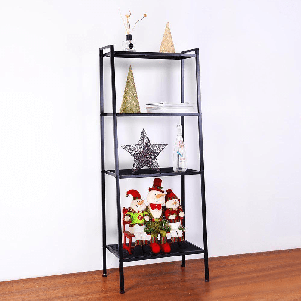 4 Tiers Wall Leaning Ladder Shelf Bookcase Bookshelf Storage Rack Shelves Storage Stand Unit Organizer for Office Home Bedroom Living Room - Trendha