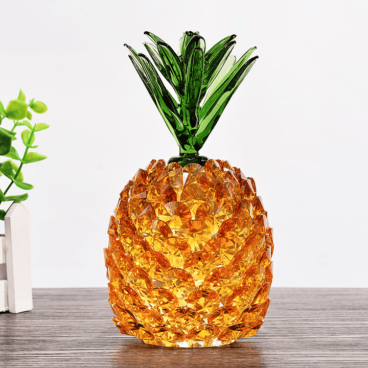 Crystal Glass Pineapple Figurine Hand Craft Gold Paperweight Ornament Gift Decorations - Trendha