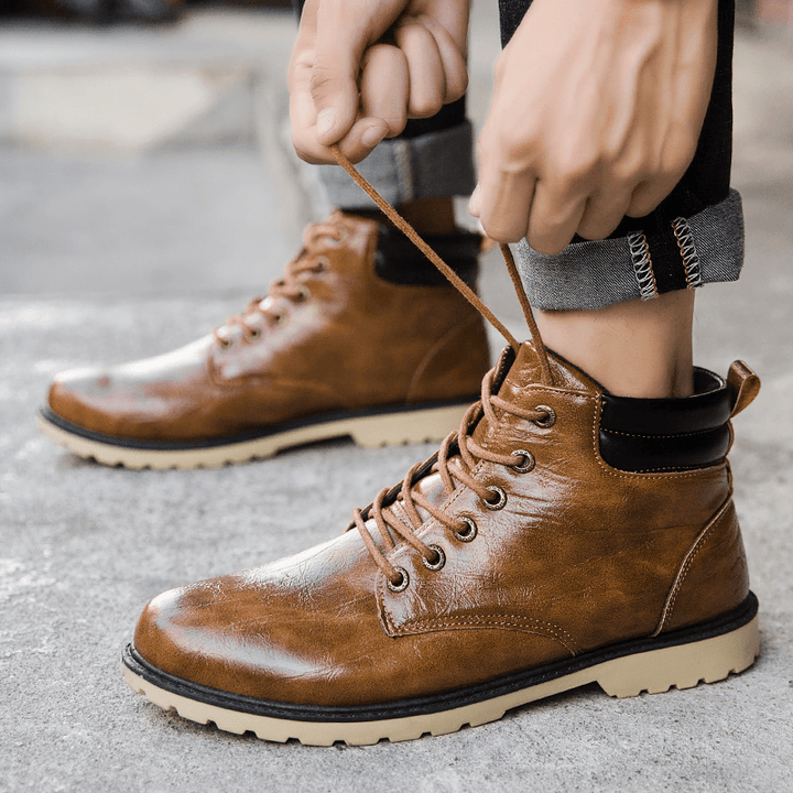Men Retro Outdoor Comfy Slip Resistant Casual Tooling Boots - Trendha