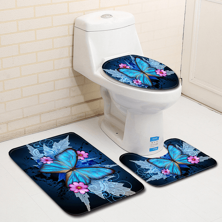 3Pcs/Set Different Sizes Washable Anti-Slip Bathroom Mat Shower Floor Toilet Rug Carpet - Trendha