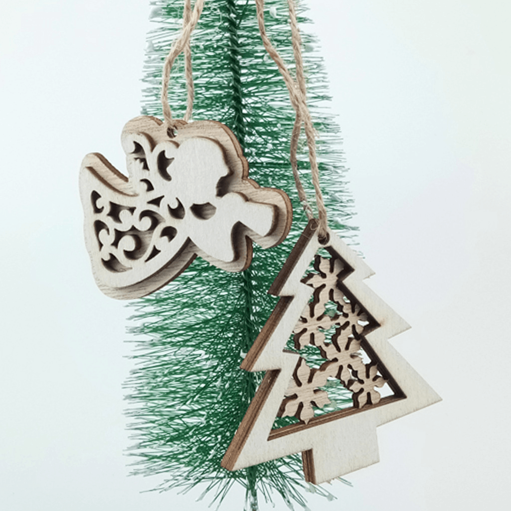 2Pcs Natural Wood Christmas Tree Pendants Hanging Ornaments Crafts Gifts Xmas New Year Party Decor Home Decoration - Trendha