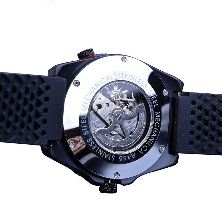 Forsining GMT963 Fashion Men Watch Silicone Band Automatic Casual Mechanical Watch - Trendha
