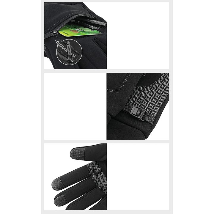 M/L/XL/2XL Winter Warm Touch Screen Gloves Multi-Purpose Waterproof Windproof Non-Slip Double Thermal Skiing Cycling Running Climbing Gloves with Zipper Pocket - Trendha