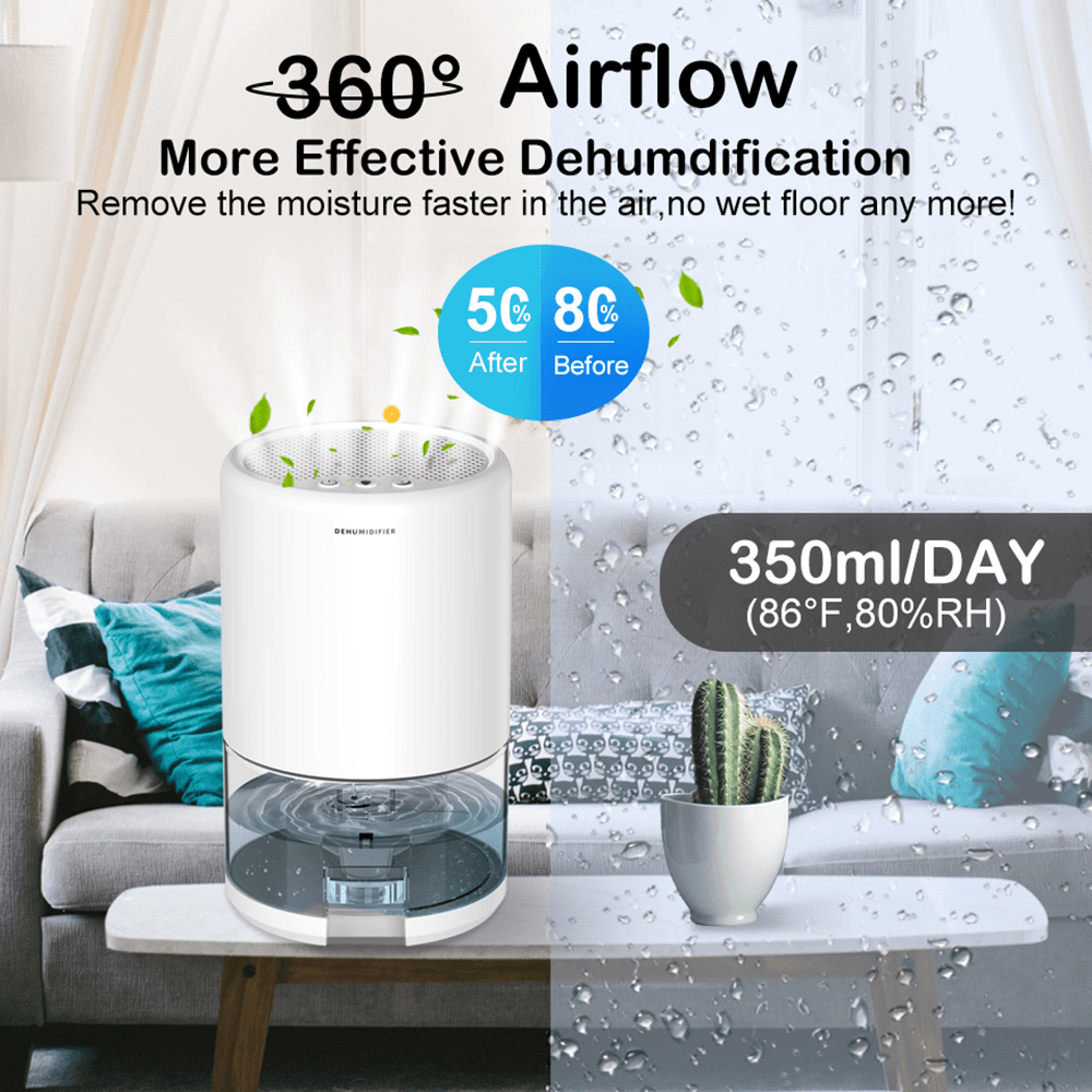 Mini Dehumidifier Air Dryer Moisture Absorber Powerful Dehumidification Negative Ion Sterilization 1000Ml Water Tank for Home Bedroom Kitchen Office - Trendha