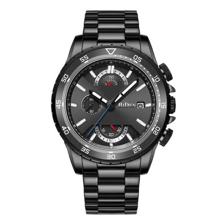 BIDEN BD0150 Stainless Steel Business Style Men Wrist Watch Luminous Display Quartz Watch - Trendha