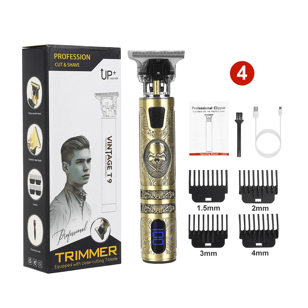 Men'S Electric Hair Clipper USB Charging Hair Shaver Digital Display Haircut Machine W/ 4 Limit Comb - Trendha