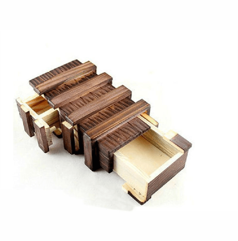 Antique Vintage Wooden Storage Hidden Magic Gift Box Brain Teaser Puzzle Chest Toy - Trendha