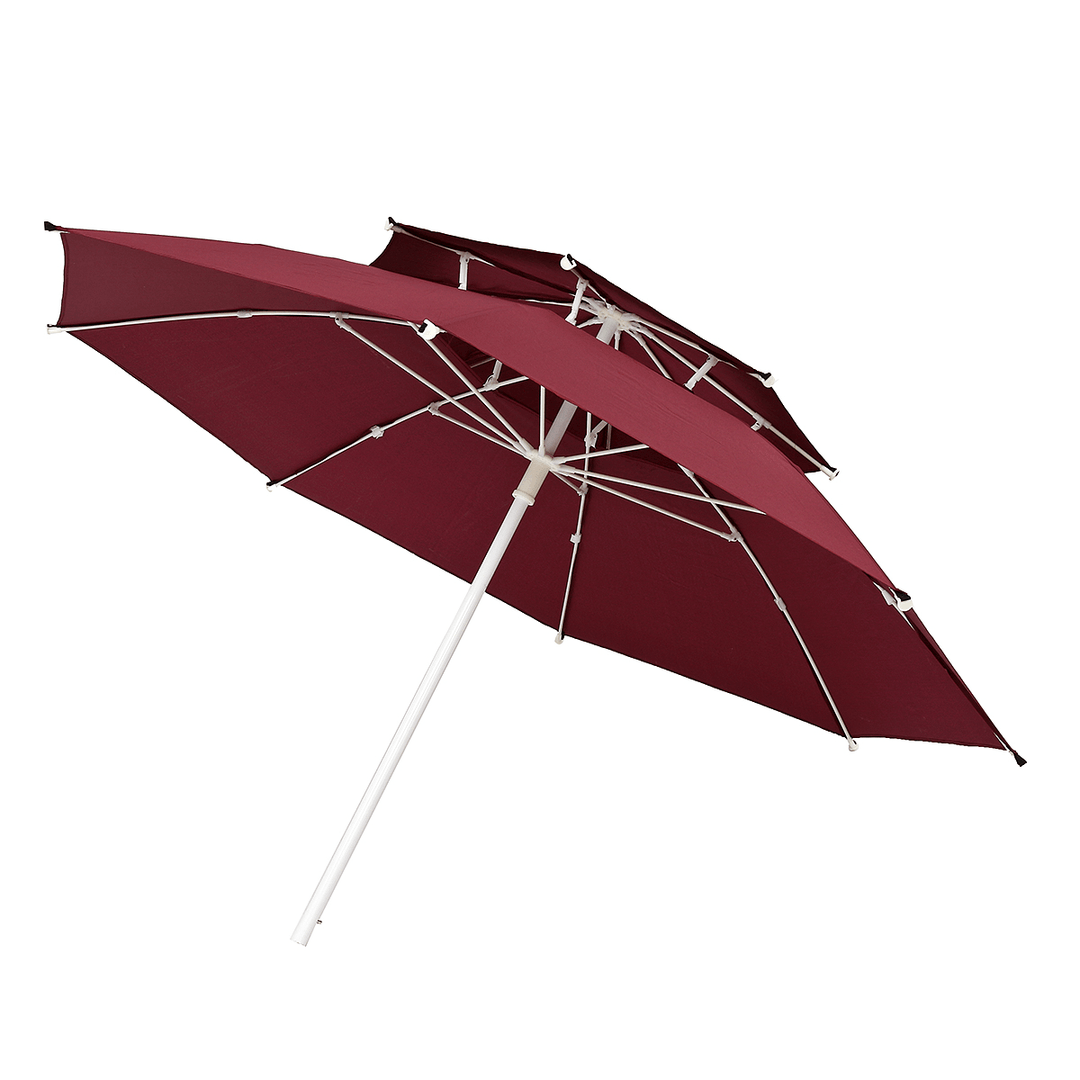 2.4M Outdoor Patio Portable Sunshade Umbrella Double Top Large Parasol Canopy Beach Picnic Camping - Trendha