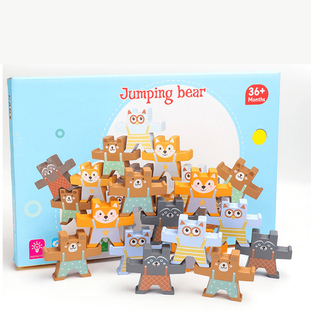 Wood Balancing Stacked Stones Rainbow Monkey/Bear/Panda Hercules Puppet Building Block Montessori Toys for Kids Gift - Trendha
