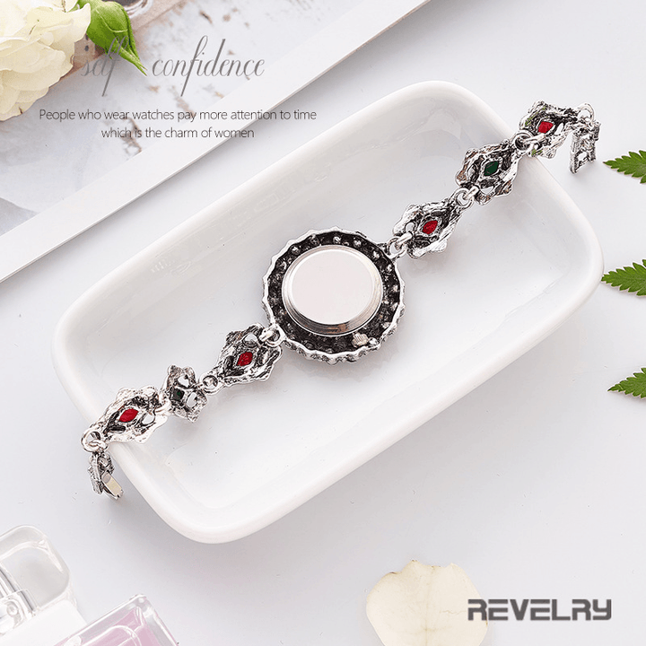 REVELRY R1097 Flower Dial Retro Style Ladies Wrist Watch Crystal Quartz Watches - Trendha