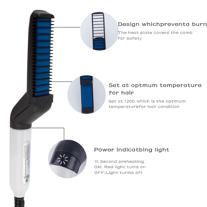Multistyler Hair Straightener Brush Beard Straightener Hair Flat Iron Beard Straightening Electric Comb Straightener Brush - Trendha