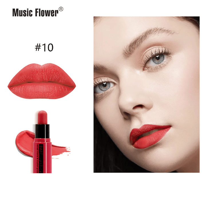 Music Flower Matte Mousse Lips Makeup Lip Stick Blush Effect Dual Function - Trendha