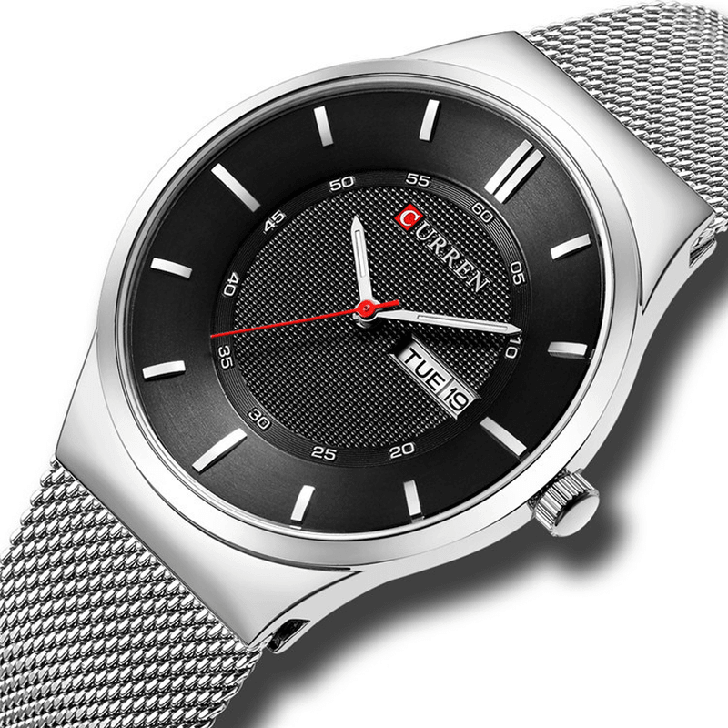 CURREN 8311 Ultra Thin Casual Style Quartz Watch Date Week Display Waterproof Men Watch - Trendha