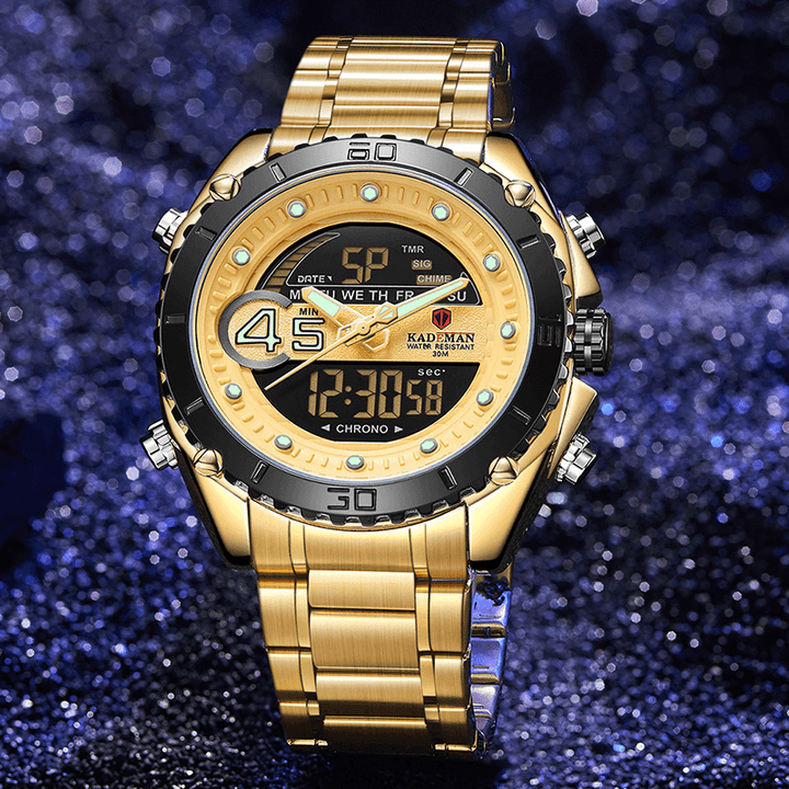KADEMAN K9054 Sport Men Digital Watch Luminous Date Week Display Waterproof LCD Dual Display Watch - Trendha
