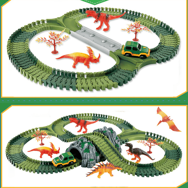 144 PCS Electric Colorful Train Track DIY Assemble Dinosaur Blocks Track Puzzle Model Educational Toy for Kids Gift - Trendha
